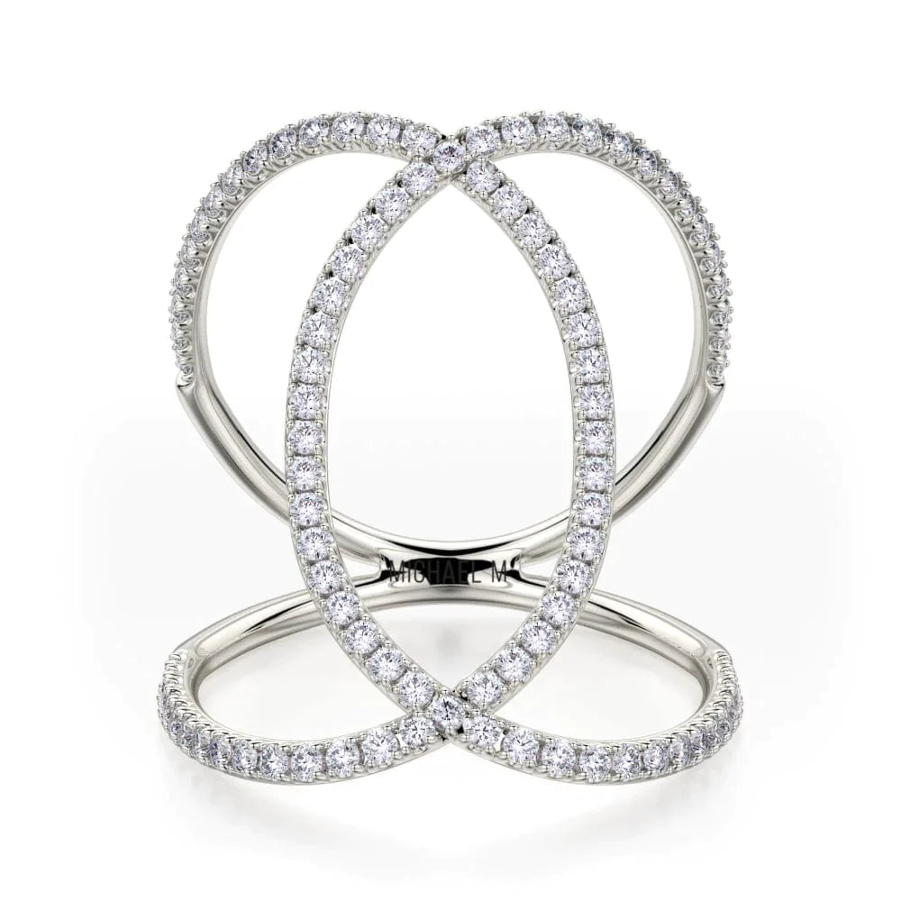 MICHAEL M Fashion Rings 14K White Gold / 4 Double Diamond Circles Ring F277-WG4