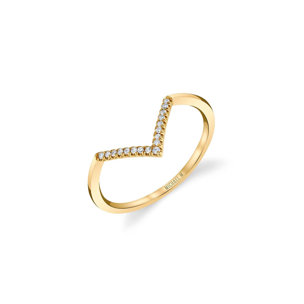 MICHAEL M Fashion Rings 14K Yellow Gold / 4 Diamond V Ring F283-YG4