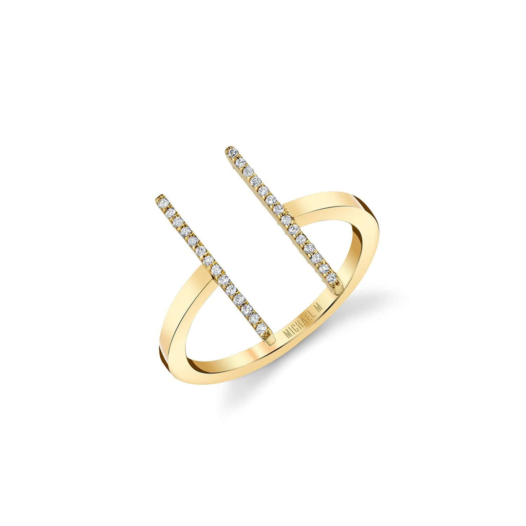 MICHAEL M Fashion Rings 14K Yellow Gold / 4 Double Bar Diamond Mix Ring F331-YG4