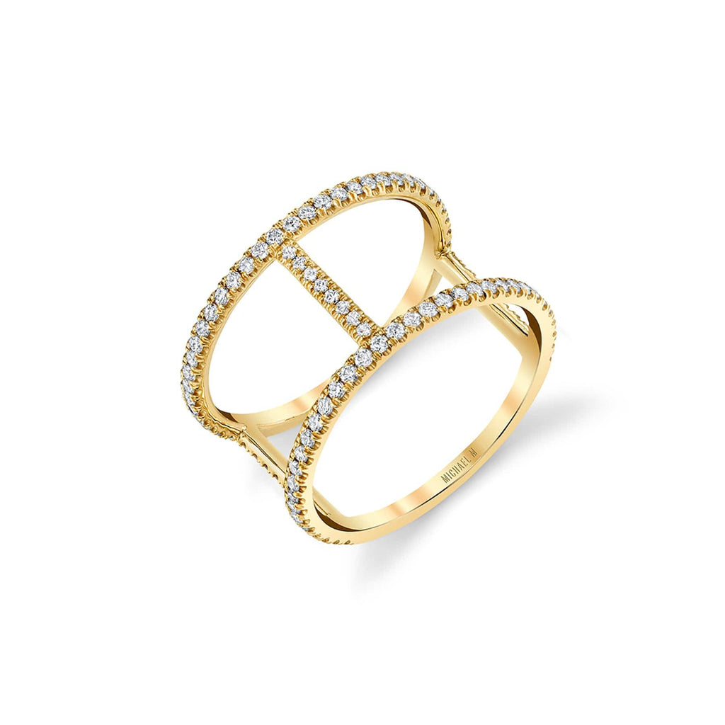 MICHAEL M Fashion Rings 14K Yellow Gold / 4 Double Bar Diamond Ring F332-YG4