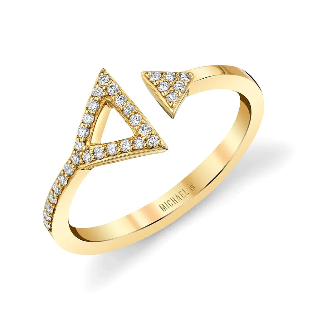 MICHAEL M Fashion Rings 14K Yellow Gold / 4 Double Diamond Triangle Ring F315-YG4