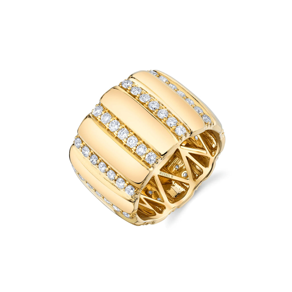 MICHAEL M Fashion Rings 14K Yellow Gold / 4 Orb Ribbed Ring F530