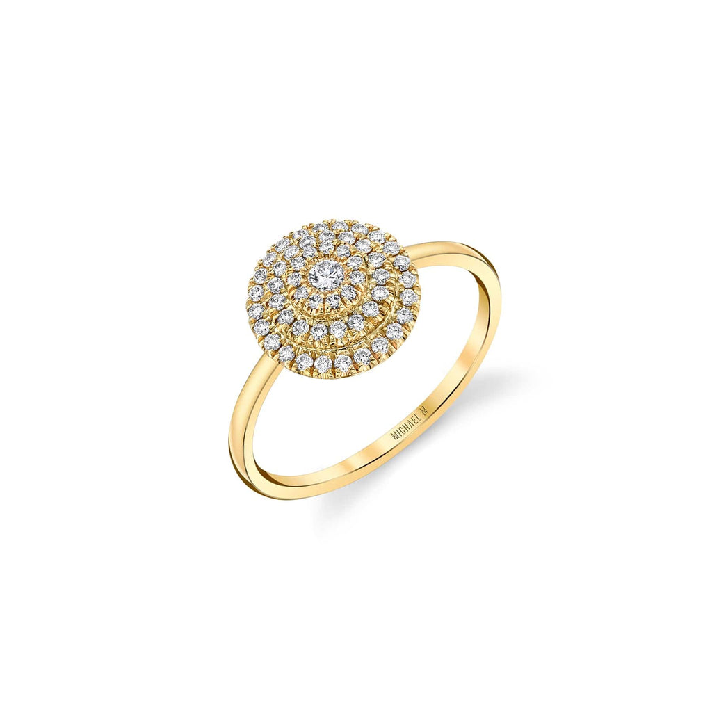 MICHAEL M Fashion Rings 14K Yellow Gold / 4 Pavé Diamond Disc Ring F304-YG4