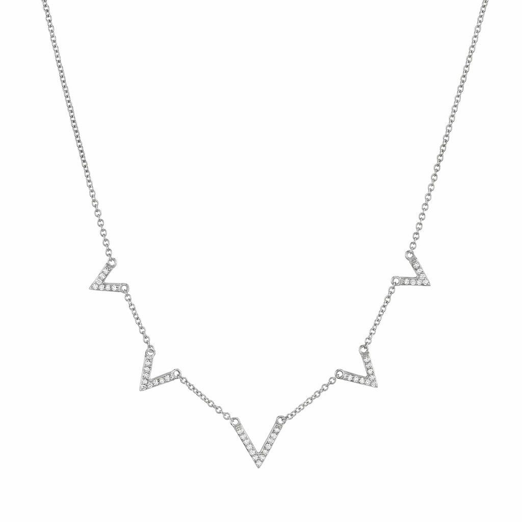 MICHAEL M Necklaces 14K White Gold Diamond V Necklace CN217WG
