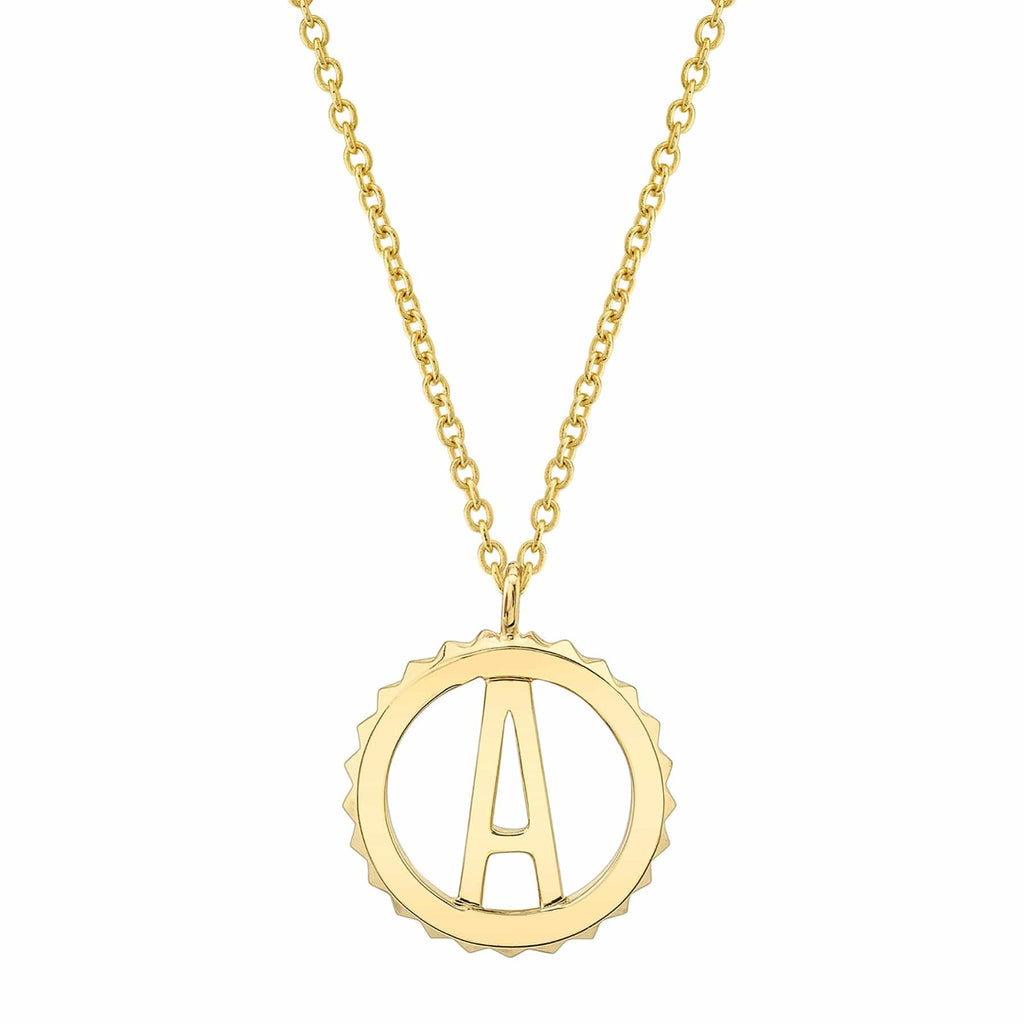 MICHAEL M Necklaces 14K Yellow Gold / A Mini Tetra Initial Medallion P364YG