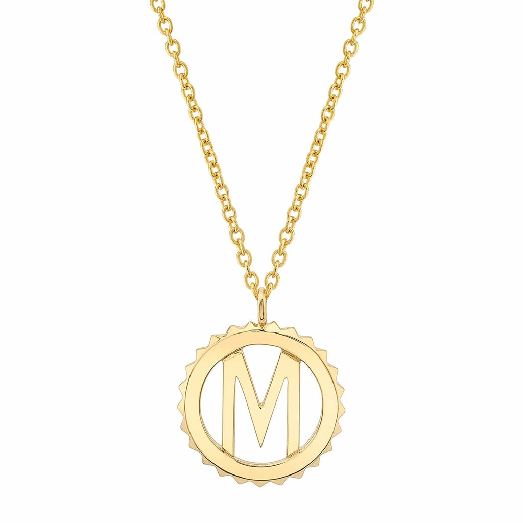 MICHAEL M Necklaces 14K Yellow Gold / M Mini Tetra Initial Medallion P364YG