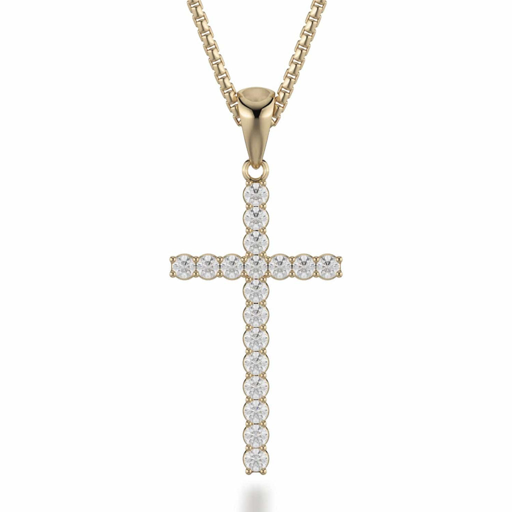 MICHAEL M Necklaces 14K Yellow Gold Medium Diamond Cross Pendant P236YG