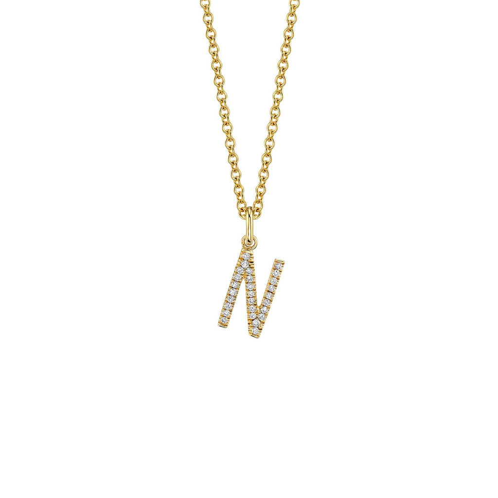 MICHAEL M Necklaces 14K Yellow Gold / N Diamond Initial Pendant P141-YG-N