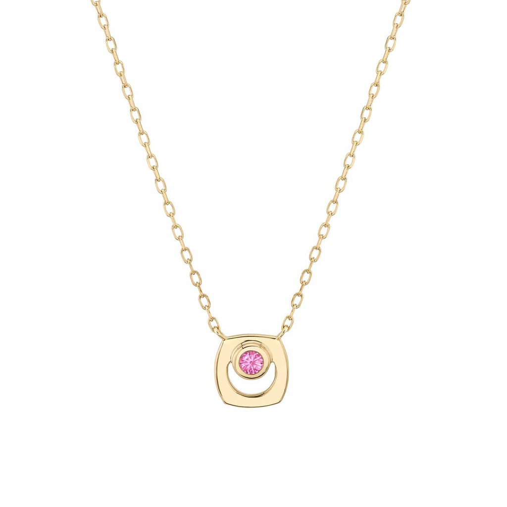 MICHAEL M Necklaces 14K Yellow Gold / Pink Tourmaline - October Signature Birthstone Necklace CN435PT